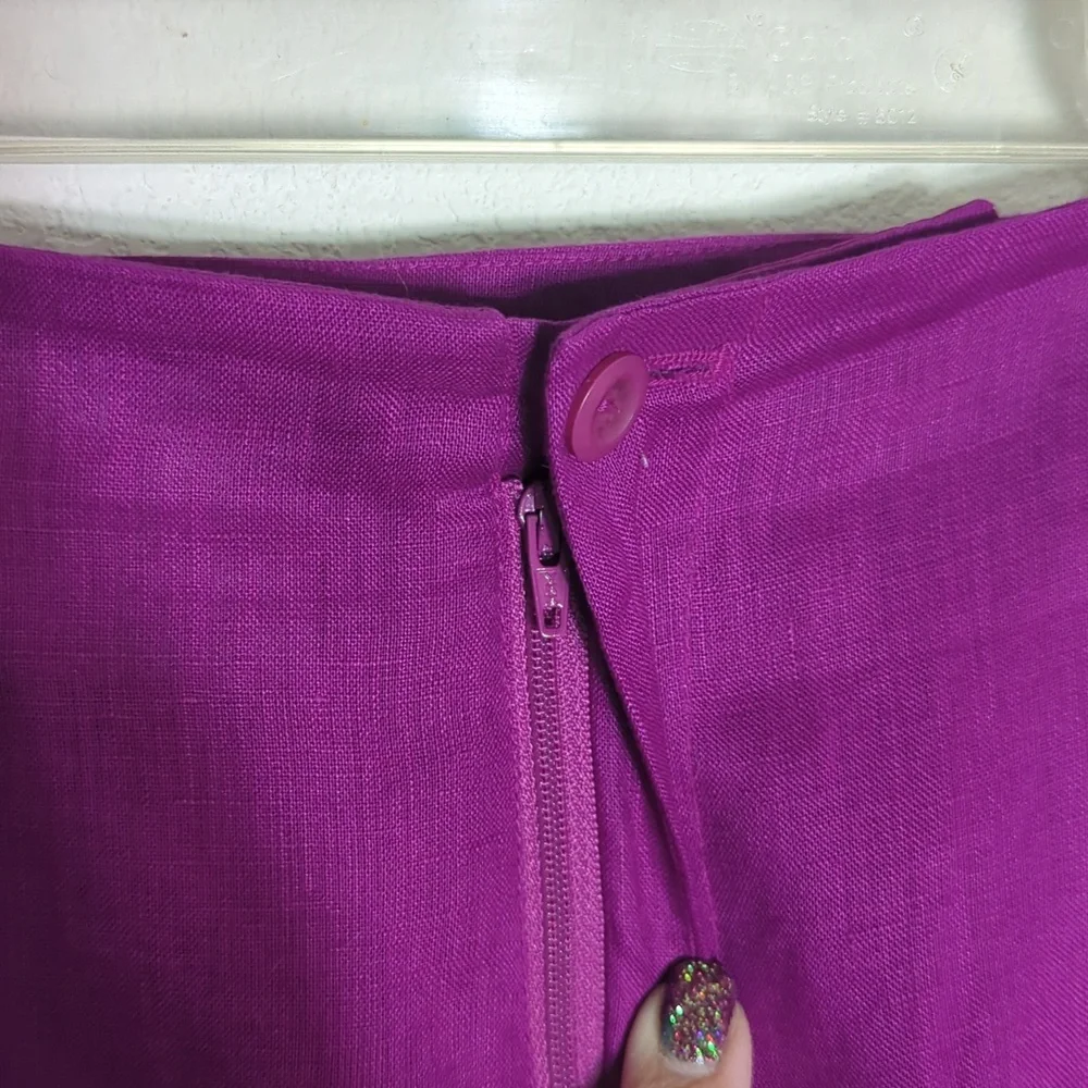 Nygard Womens Capri Top Set 100% Linen Fushia Pink Summer Beachy Plus‎ Size 14